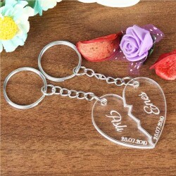 Kalp Temalı Kişiye Özel Çift Anahtarlık - 
