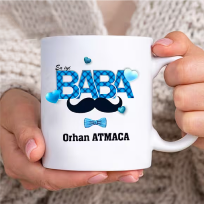 Kişiye Özel Baba Tasarım Babalar Gününe Özel Beyaz Kupa - 1