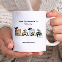 Kişiye Özel Kahraman Baba Tasarım Babalar Gününe Özel Beyaz Kupa - 