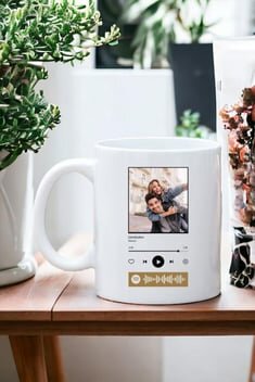 Kişiye Özel Spotify Tasarım Fotoğraflı Beyaz Kupa Bardak - 