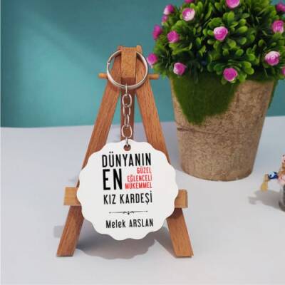 Kız Kardeş Tasarımlı Kişiye Özel Anahtarlık - 1