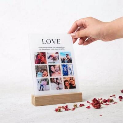 Love Yazılı 13x18 Ahşap Stantlı Akrilik Çerçeve - 1