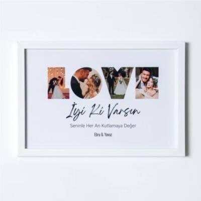 Love Yazılı Yapışan Çerçeve - 20x30 Beyaz - 2
