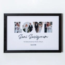 Love Yazılı Yapışan Çerçeve - 20x30 Siyah - 2