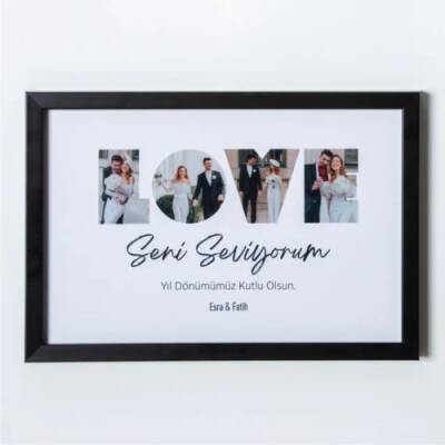 Love Yazılı Yapışan Çerçeve - 20x30 Siyah - 2