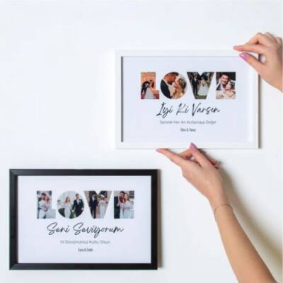 Love Yazılı Yapışan Çerçeve - 20x30 Siyah - 1