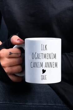 Öğretmen Anneye Hediye Beyaz Kupa Bardak - 1