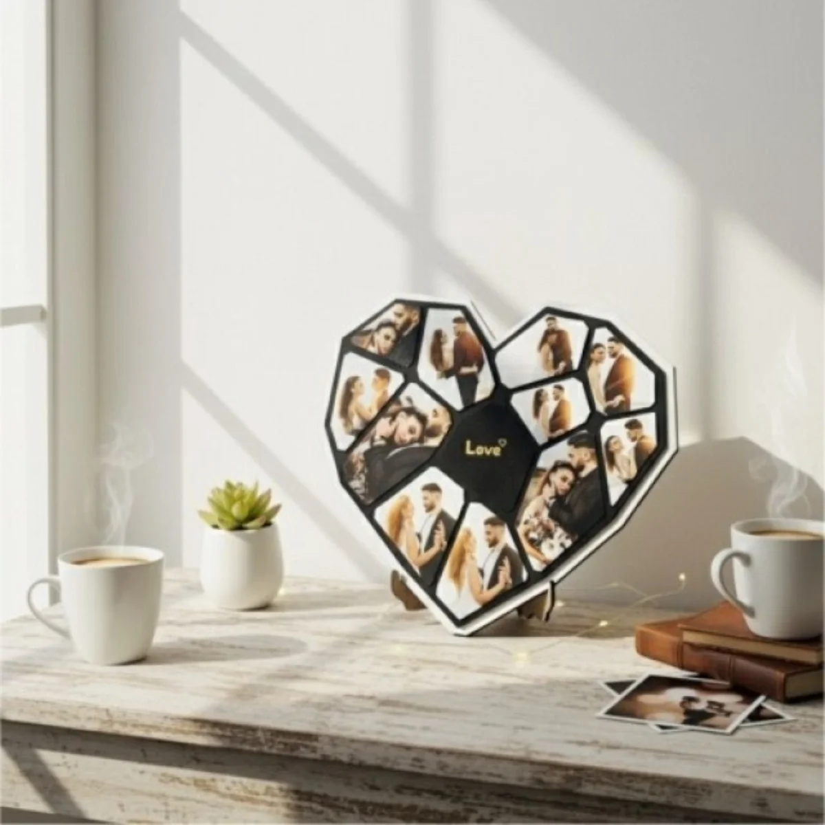 Puzzle Kalp Tablo Masa Üstü Hediye