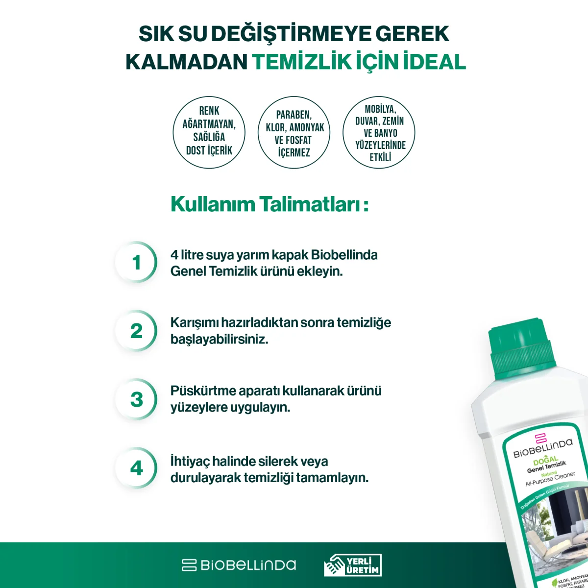 Biobellinda Genel Temizlik 750 Ml | Doğal Yüzey Temizleyici