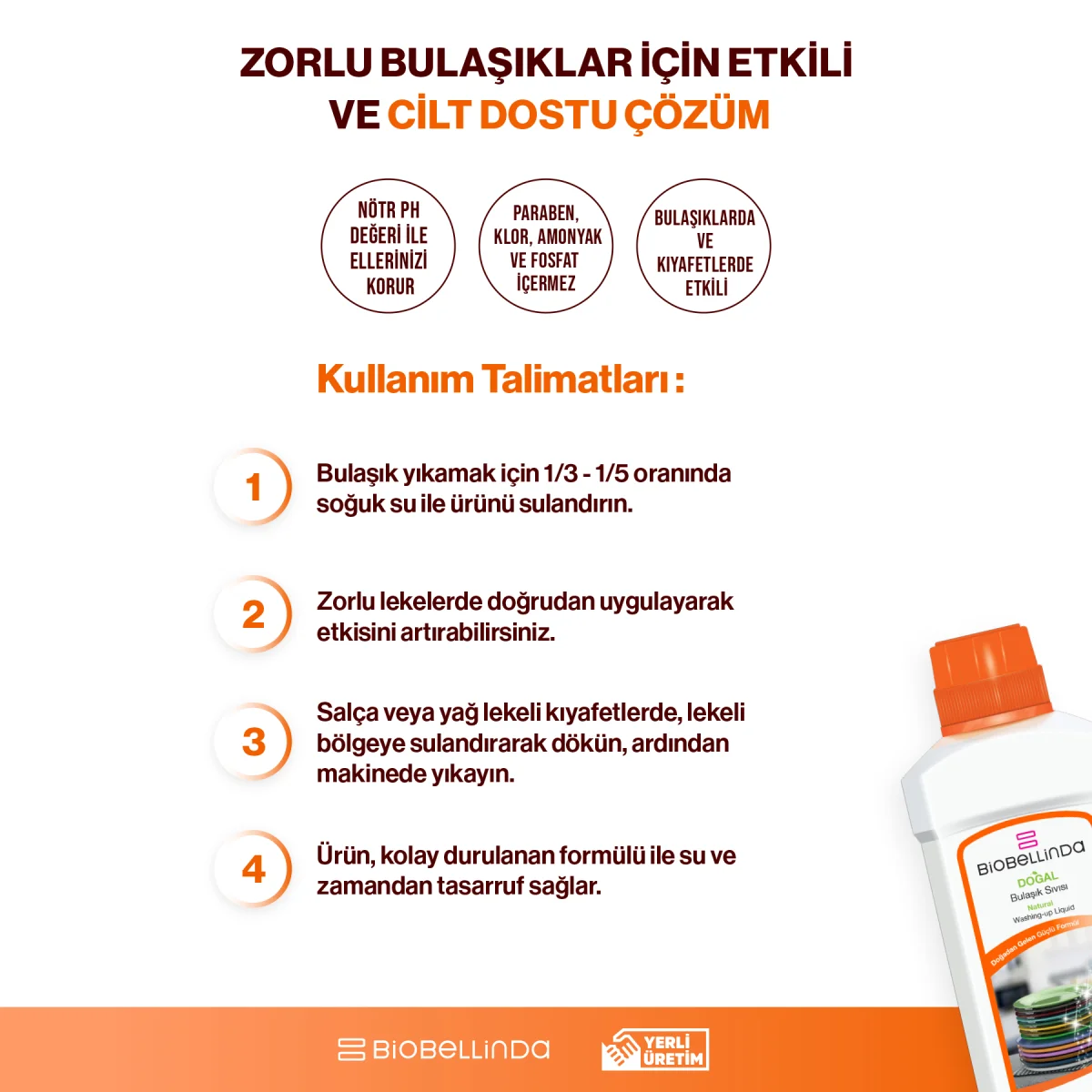 Biobellinda Konsantre Elde Bulaşık Sıvısı 750 Ml