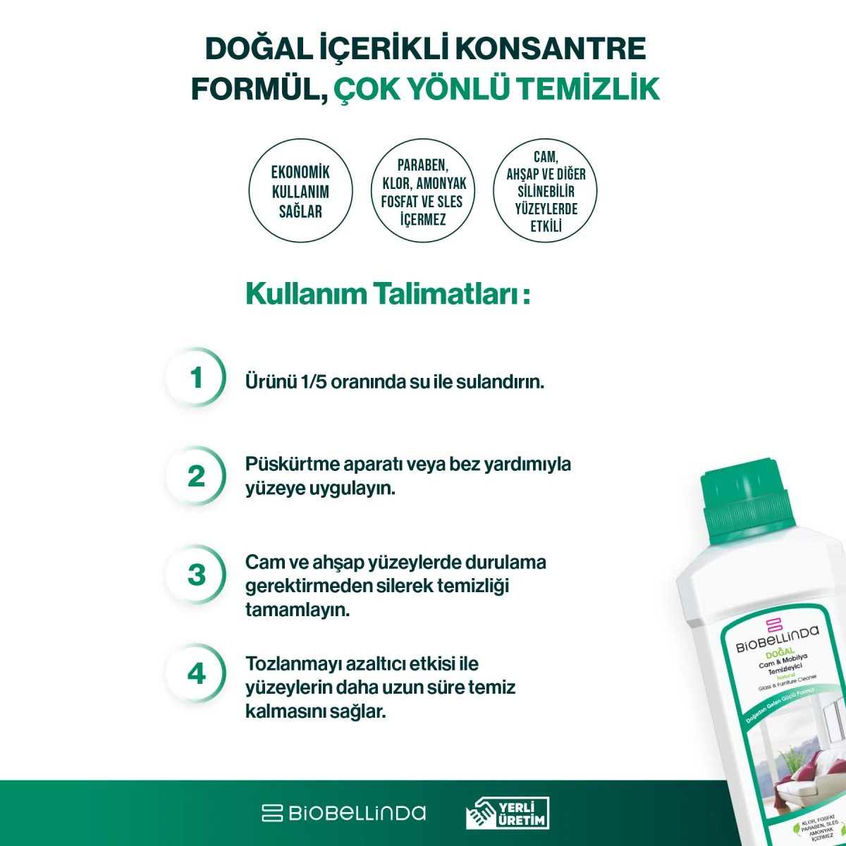 Biobellinda Cam & Mobilya Temizleyici 750 Ml