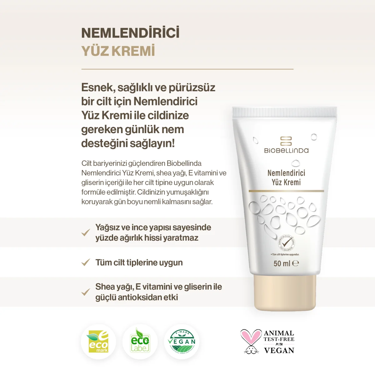 Biobellinda Nemlendirici Yüz Kremi 50 Ml | Günlük Bakım
