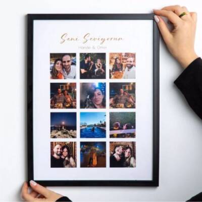 Yapışan Çerçeve 12 Fotoğraflı -Siyah 30x40 - 1